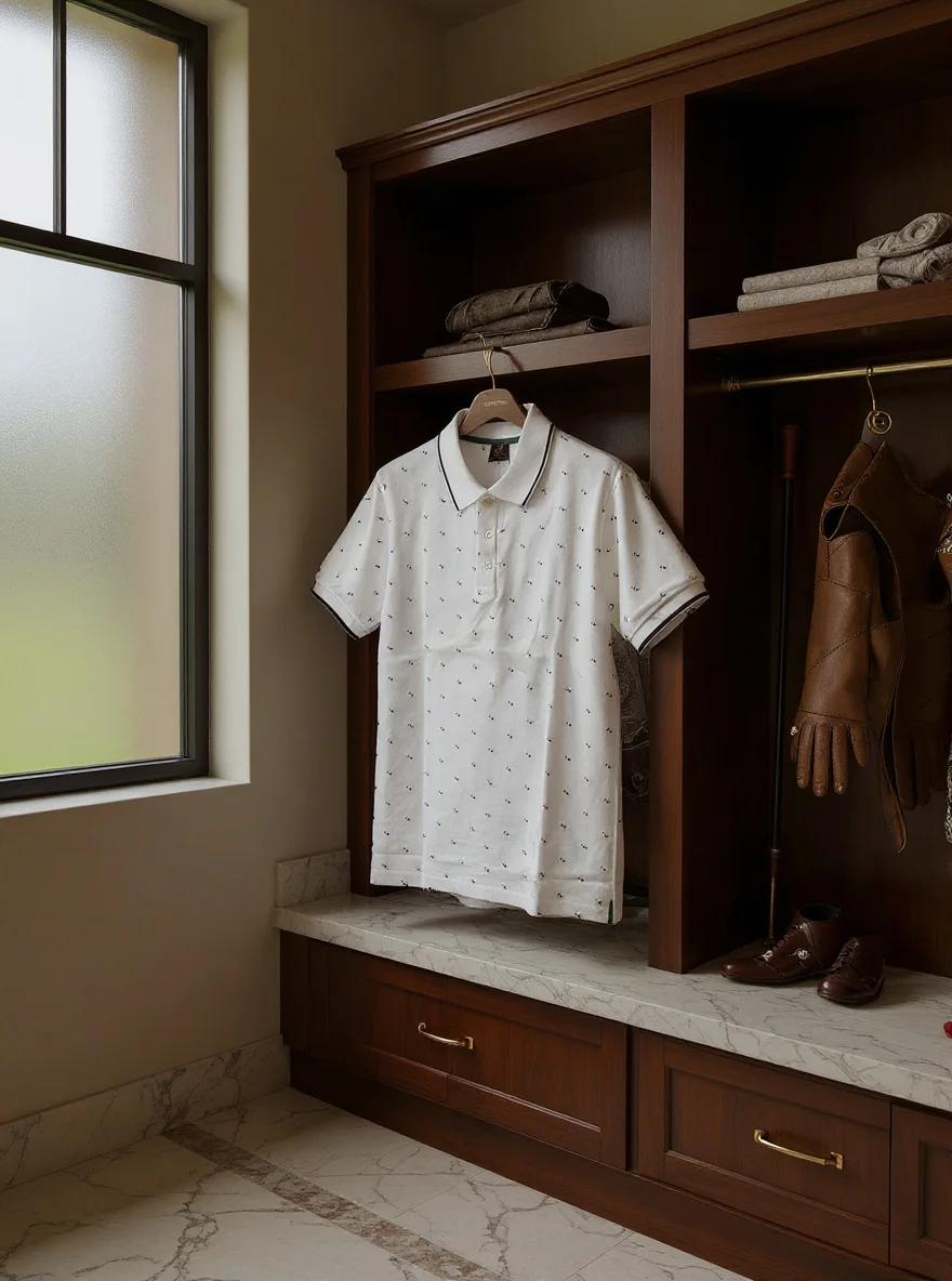 Men’s White Printed Polo Shirt – Premium Cotton Smart Casual Wear-AB-1