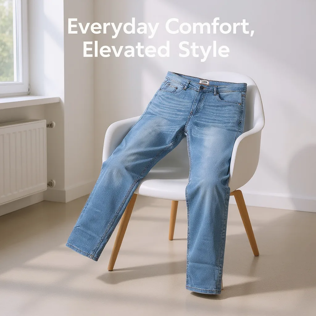 Men’s Sky Blue Denim Jeans – Slim Fit Casual Style