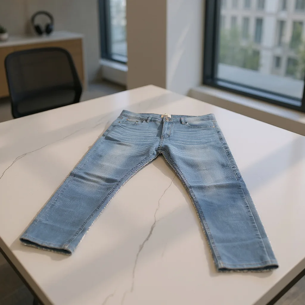 Men’s Sky Blue Denim Jeans – Slim Fit Casual Style