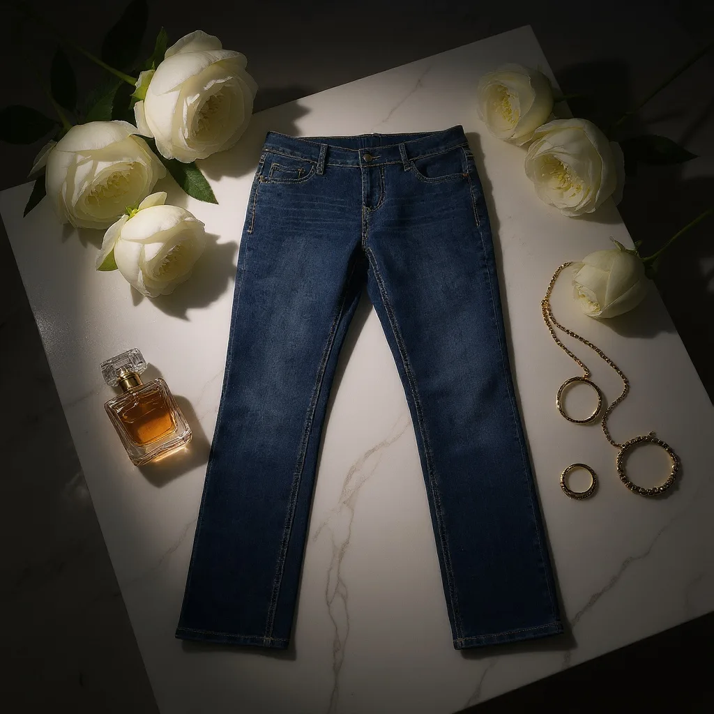 Classic Mid-Rise Straight Leg Jeans in Dark Indigo Wash-AB-1