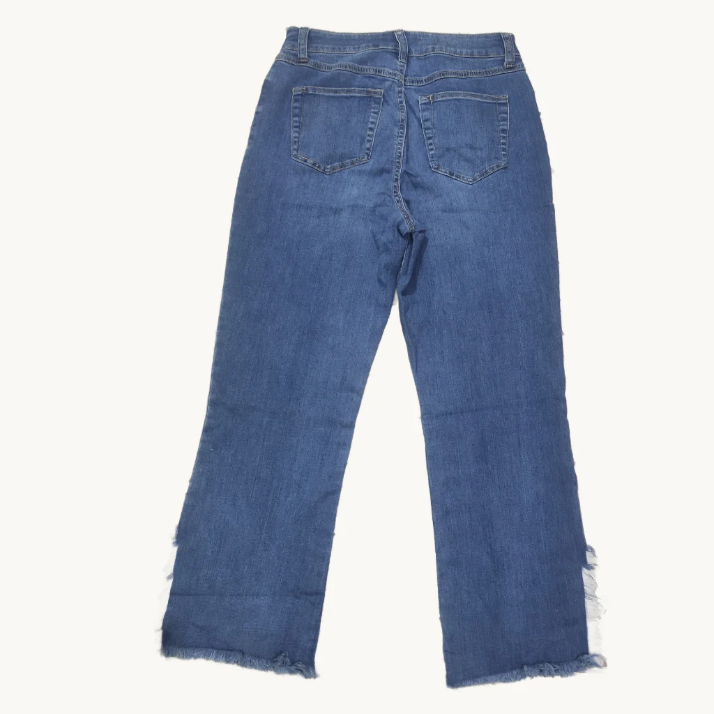 Rewash High-Rise Frayed Hem Straight Leg Jeans-AB-1