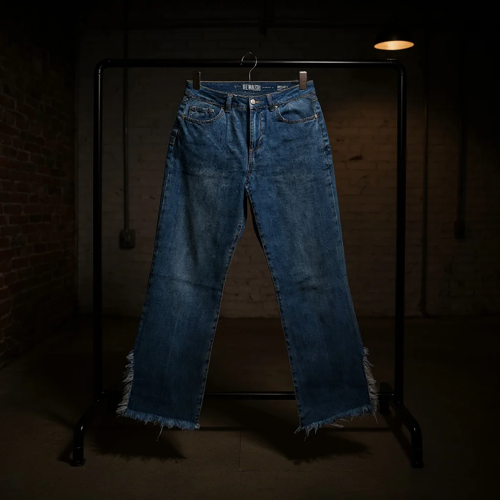 Rewash High-Rise Frayed Hem Straight Leg Jeans-AB-1